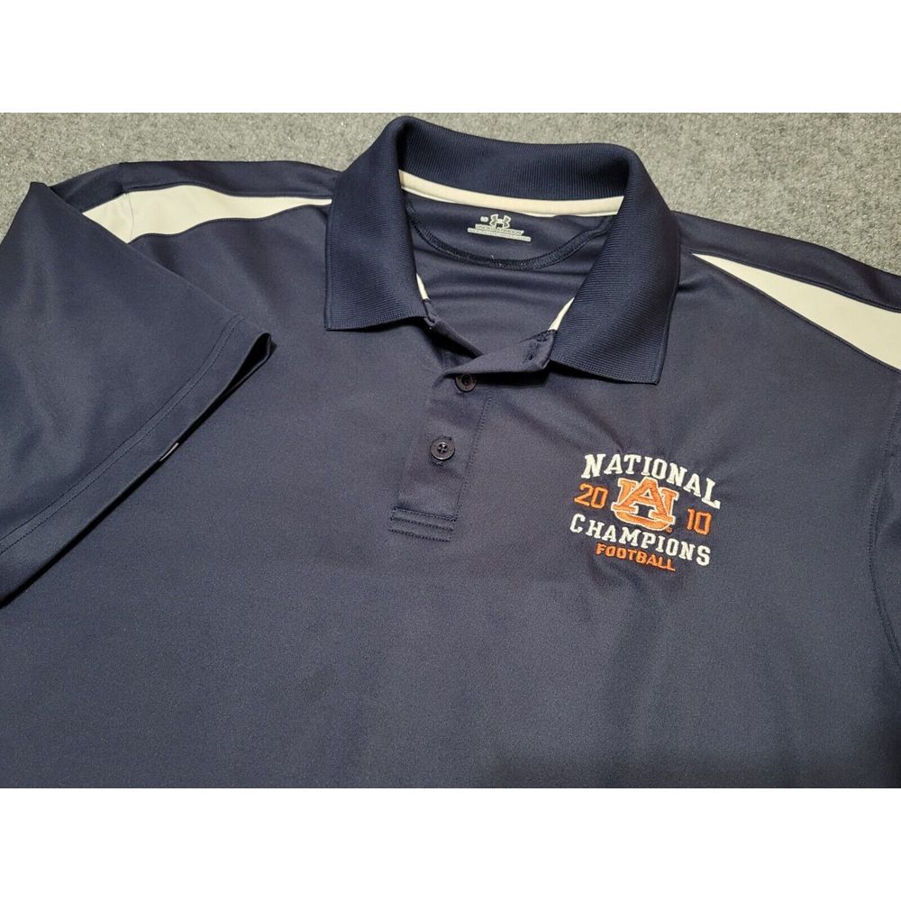 Auburn Tigers University Polo Shirt Men L Under Armour 2010 National‎ Champions